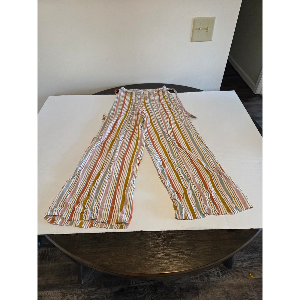 Windsor Wide Leg Striped Pants Multi Color Boho High Waist‎ Tie Front Palazzo
